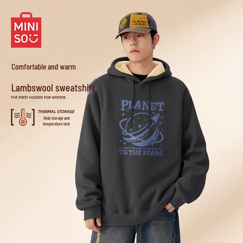 

MINISO Men s Heavyweight Lambswool Fleece Hoodie 3XL