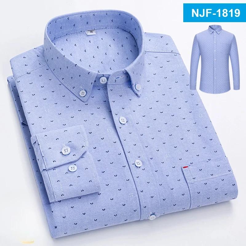 100% Cotton Oxford Long-sleeve Shirts for Men Slim Fit Formal Plain Shirt Soft Casual Plaid Designer White Striped Black Clothes