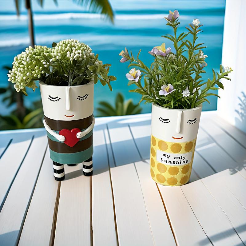 1PC Resin Vase Home Decoration Resin Crafts Unique Colored Vase Gift Hand-made Vase For Home Bedroom 2 styles