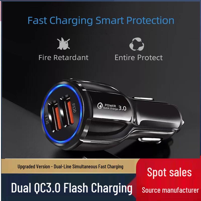 Dual USB QC3.0 Car Charger for Samsung & Huawei - Fast Charging On-Board Adapter