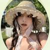 UV Protection Beach Hat Lace-up Sun Protection Cap Casual Weave Straw Hat  Spring