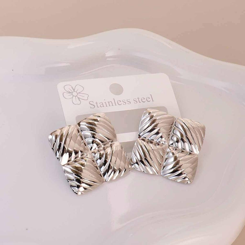 European American Trendy Cross-Border Punk Cold Wind Stainless Steel Earrings Geometric Irregular Drop Fashion Jewelry