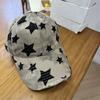 American Retro Old Ripped Star Printed Baseball Cap Women's Wide Brim Trendy Cool Hat Showing Face Small Cap