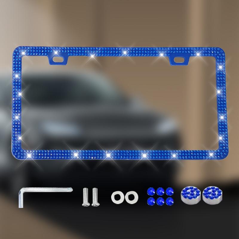 NEW 1/2PCS 31*16cm Bling Rhinestone License Plate Frame - Women's Crystal Car Frame Holder Accessories License Plate Covers Frames 6