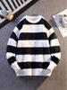 2025 Autumn/Winter Men's Korean Style Color Block Striped Loose Knit Sweater