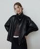 DEPOUND High-Neck Leather Jacket [Black]