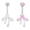 Anneau de nombril Cœur Doux avec Nœud pour Femmes Anneau de Nombril Papillon Zircon Brillant Bijoux Accessoires Piercing Corporel Sexy Cadeau