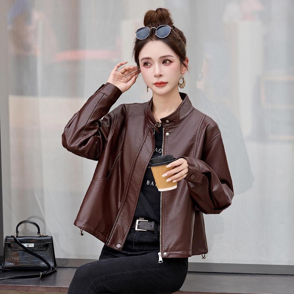 2025 Women's Korean Fashion Genuine Red Ancola Leather Jacket - Autumn/Winter Lambskin Trend