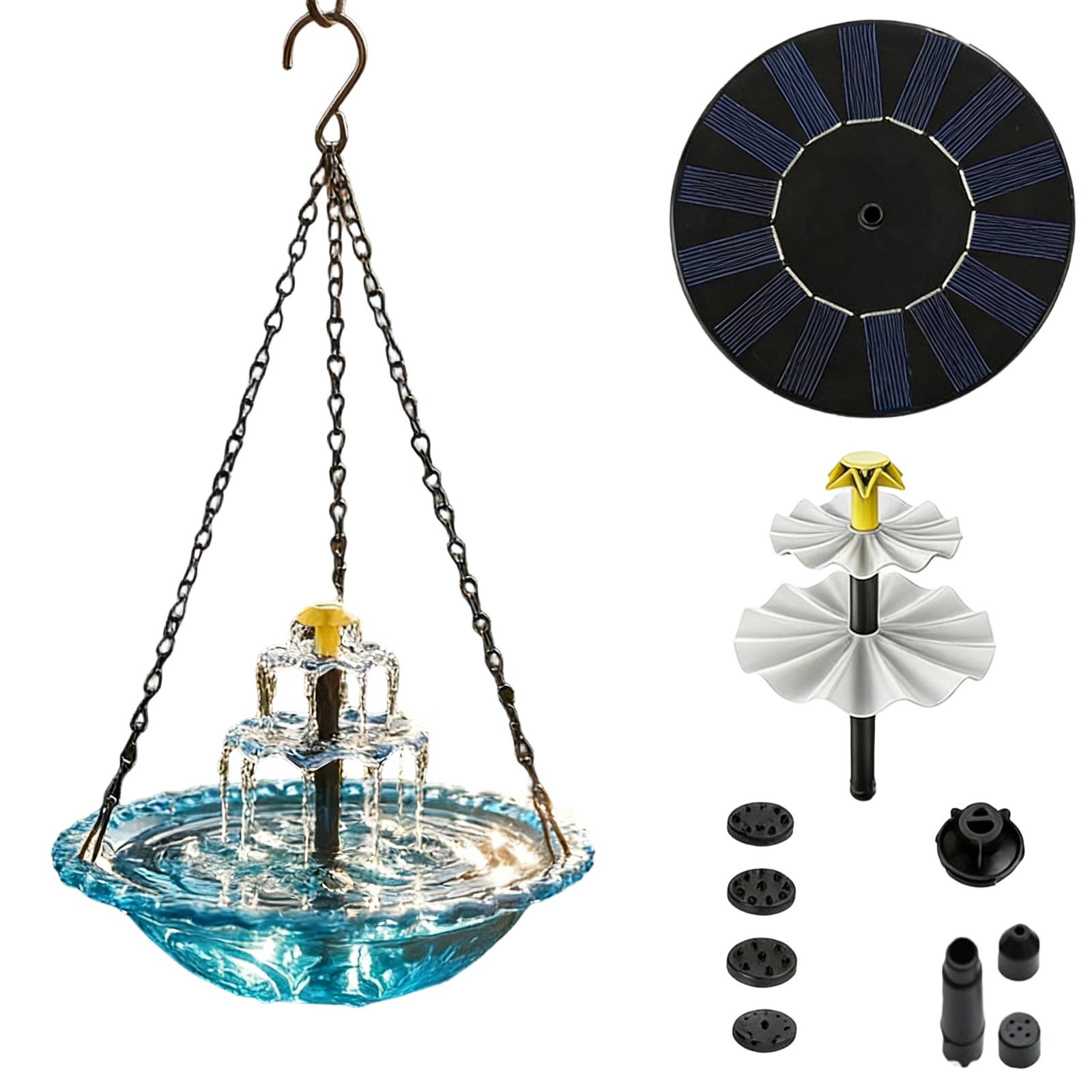 Solar Powered Bird Bathwith Beautiful Hanging Decoration синий