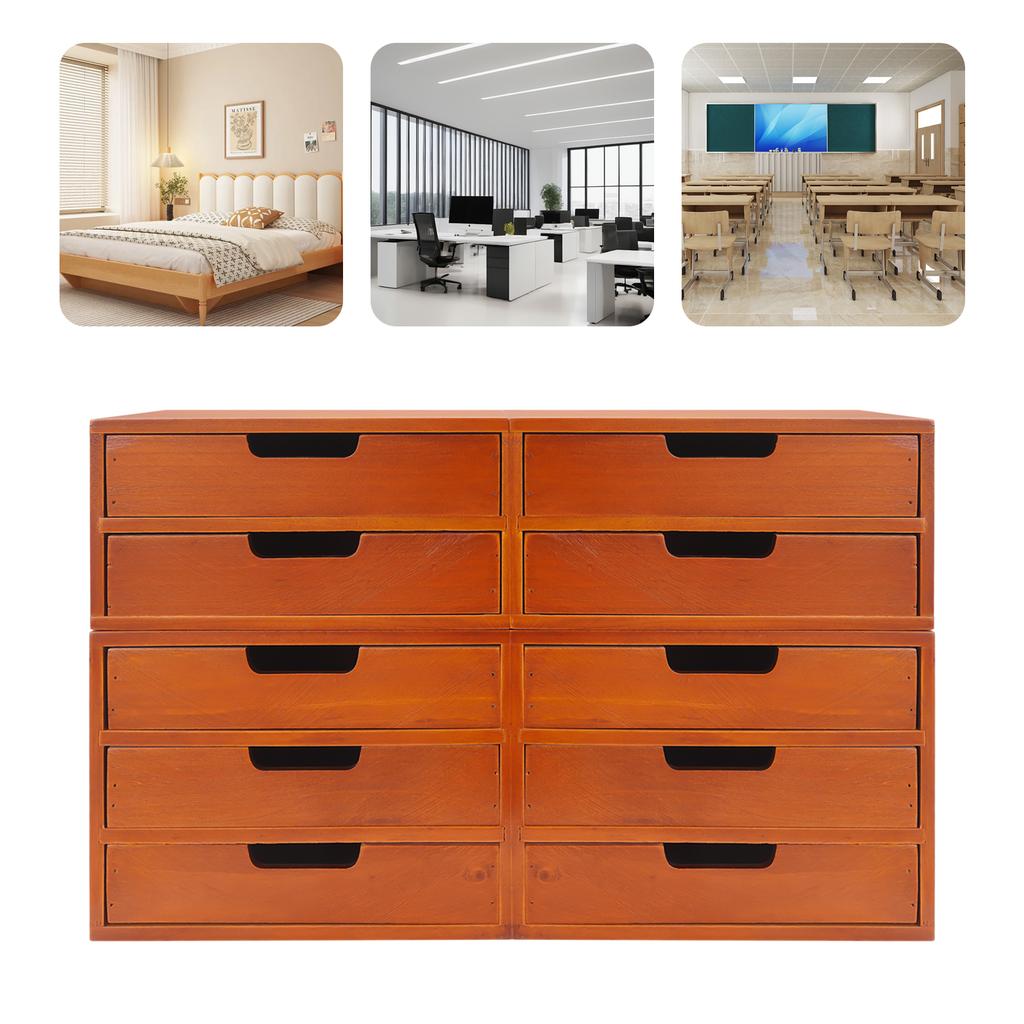 4 Items Wood Rectangular Drawer Cabinet,Pink/Brown/Blue/Black Desktop Storage Organizers for Living Rooms,Bedrooms