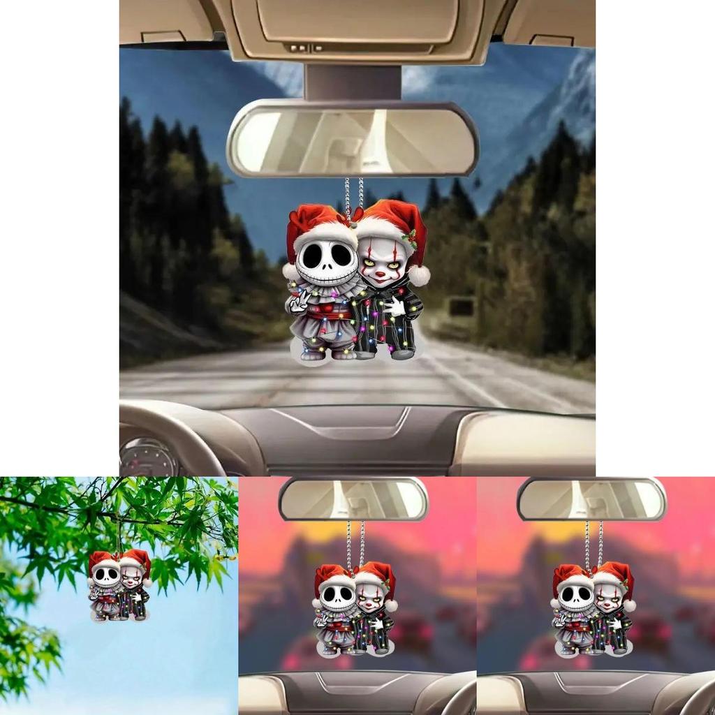 Car Decor Acrylic Halloween It Clown Pendant With Cartoon Design For Vehicle Interior Accessories