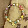 Colorful Cloisonné Enamel Luck-Turning Beads Bracelet with Gold Foil and Ash Porcelain Glaze