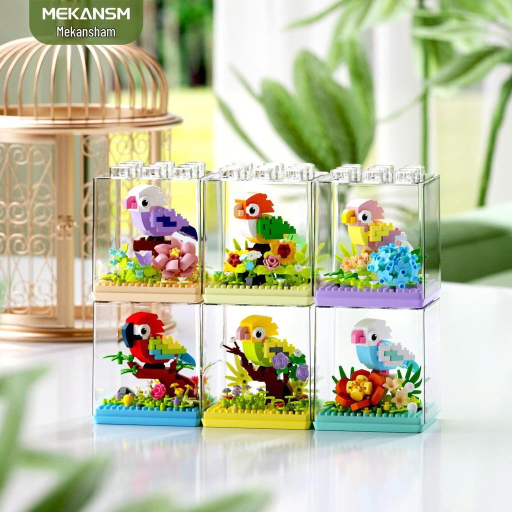 Mekensm Micro-Particle Parrot Model Building Blocks for Kids