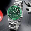 Men's Green Water Ghost Watch Shrimp Skin Stainless Steel Men's Watch Luminous Anti-diving Calendar Quartz Steel Belt Watch
