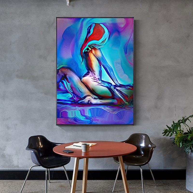 Modern Abstract Love Couple Canvas Wall Art - HD Printed Framed Painting for Living Room Bedroom, Contemporary Home Decor Gift