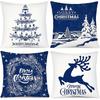 Blue and White Christmas Pillow Covers: Tree, Reindeer, Wreath, and Winter Scene - Merry Christmas Decor Home Room Decoration