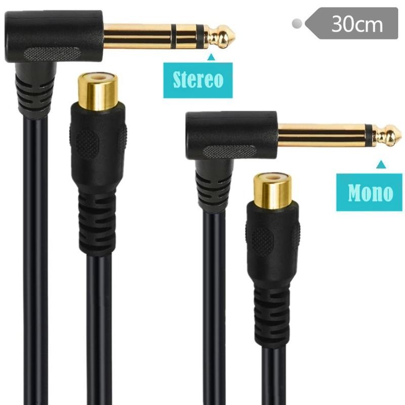 Instrument Cable Double Shielding Strong Right Angle Cable 6.35mm Male to Female Cable for Earphones Cameras