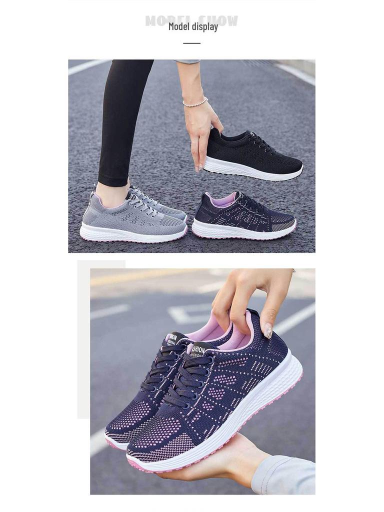 Damen Atmungsaktive Fly-Knit Sneakers, Lässige Vielseitige Schuhe für Mütter mittleren Alters und ältere Mütter