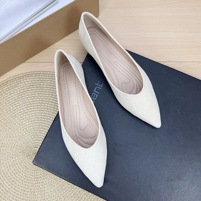 Fashion Flat Shoes for Women 2025 Spring and Autumn New Style Suede Pointed Shallow Mouth Soft Sole Large Size Women's Shoes
