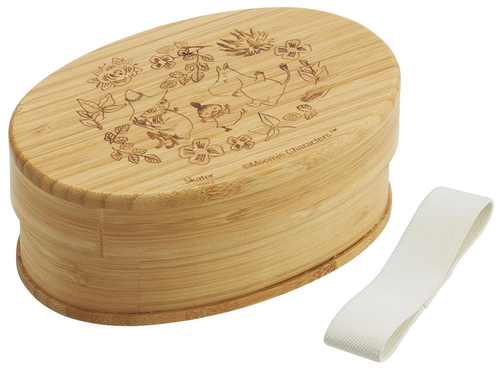 Skater Bamboo Lunch Japanese Oval with Dividers and Lunch Moomin Design Box, 600ml, Style, Shape, Belt, (BWLB6-A)