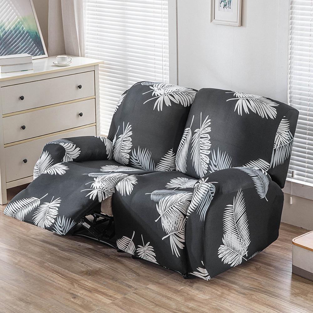 Elastic Recliner Sofa Cover Full Protection Thick Fabric Slipcover with Floral Print for Rocking Chairs