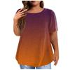 Dámské klasické triko Vintage Gradient skládané s krátkým rukávem Tričko Top Plus Size Pullover Basic Top