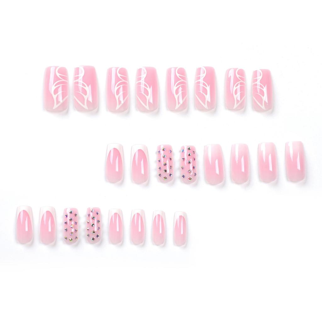 Detachable French Gradient Square Press-On Nails