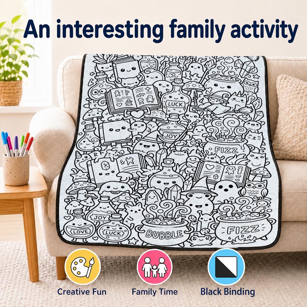 Cross-stitch DIY Fun Graffiti Blanket – Hand-painted Coloring Gift Blanket