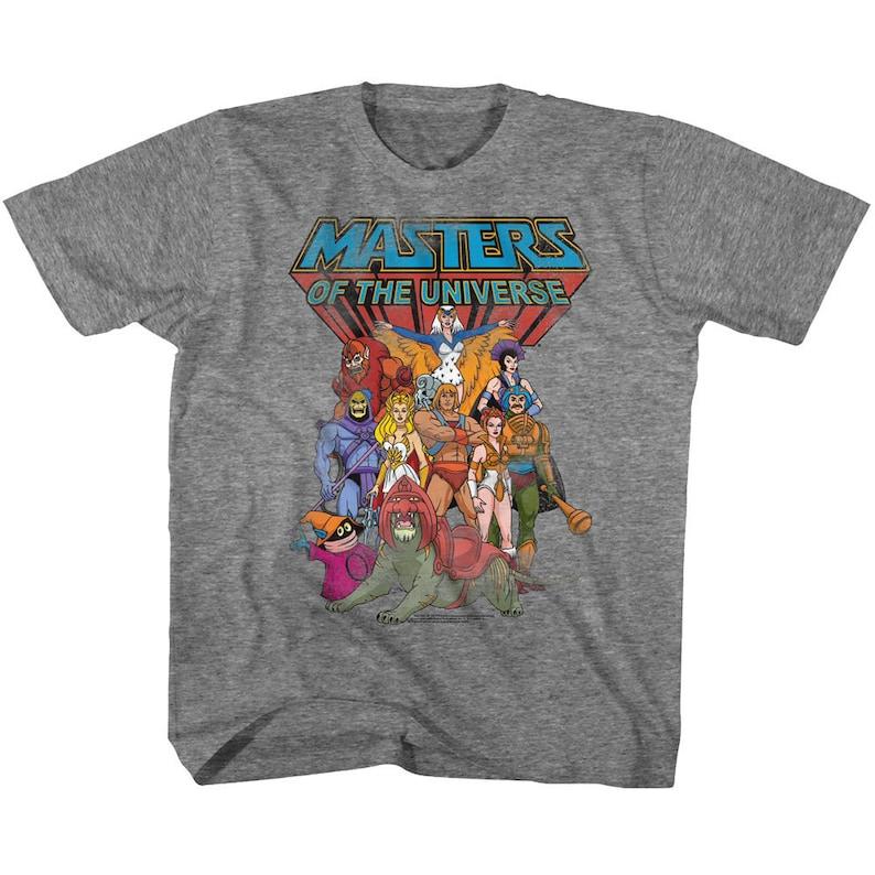 Masters Of The Universe The Whole Gang Graphite Heather Youth T-Shirt 110