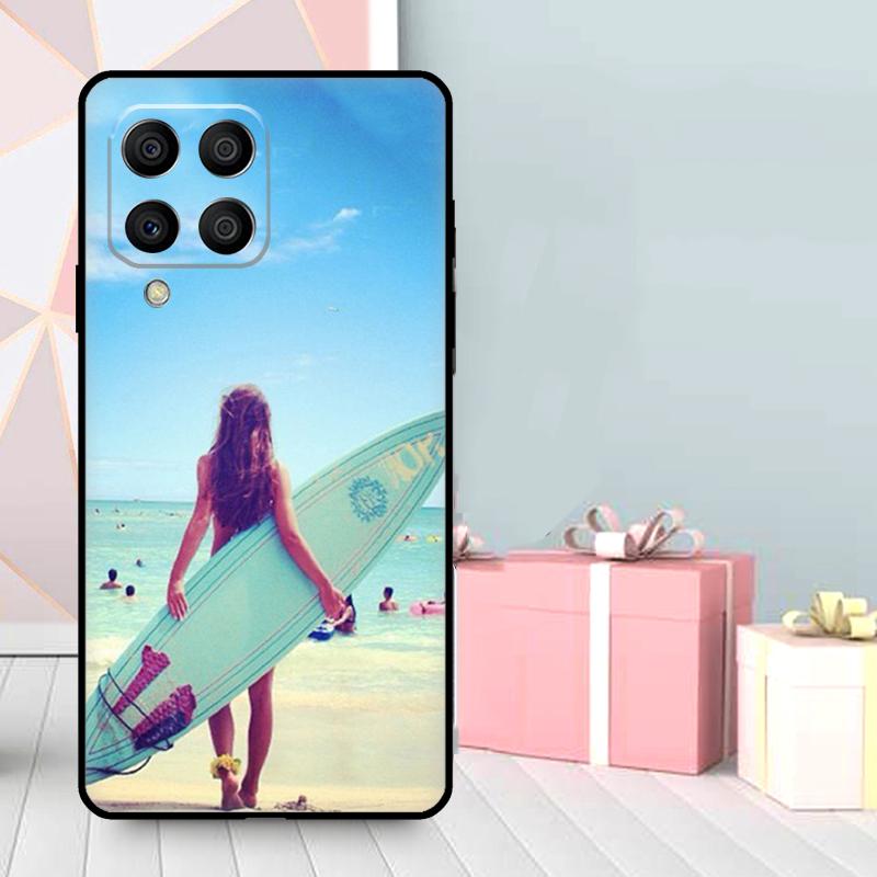 HAWAII BEACH SURF GIRL SURFING ART Case For Samsung Galaxy M36 M12 M52 M06 M16 M56 M33 M15 M55 M31 M13 M14 M53 M32 M35 M34 M54