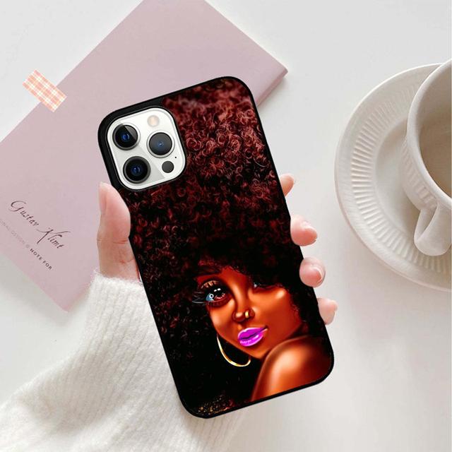 Afro Black Girl Phone Case Back Cover for iPhone 17 Air 16 15 14 13 11 12 Pro Max Plus Shell Coque