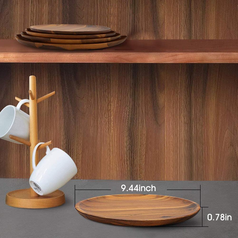 Whole Wood Lovesickness Wood Solid Wooden Pan Plate Fruit Dishes Saucer Tea Tray Dessert Dinner Plate Round Shape Tableware
