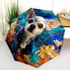 0106 Floral Dog  pattern, automatic folding umbrella, portable and foldable design, 8 ribs, a Christmas or birthday gift.