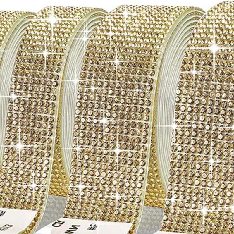 Self Adhesive Crystal Rhinestone Sticker Diamond Ribbon DIY Sticker Rhinestones Arts Crafts Car Phone Decoration