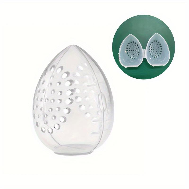 1pc/2pcs Makeup Egg Plastic Storage Box, Egg-shaped Makeup Puff and Sponge Display Rack - Stylish Storage Organizer with Ventilation