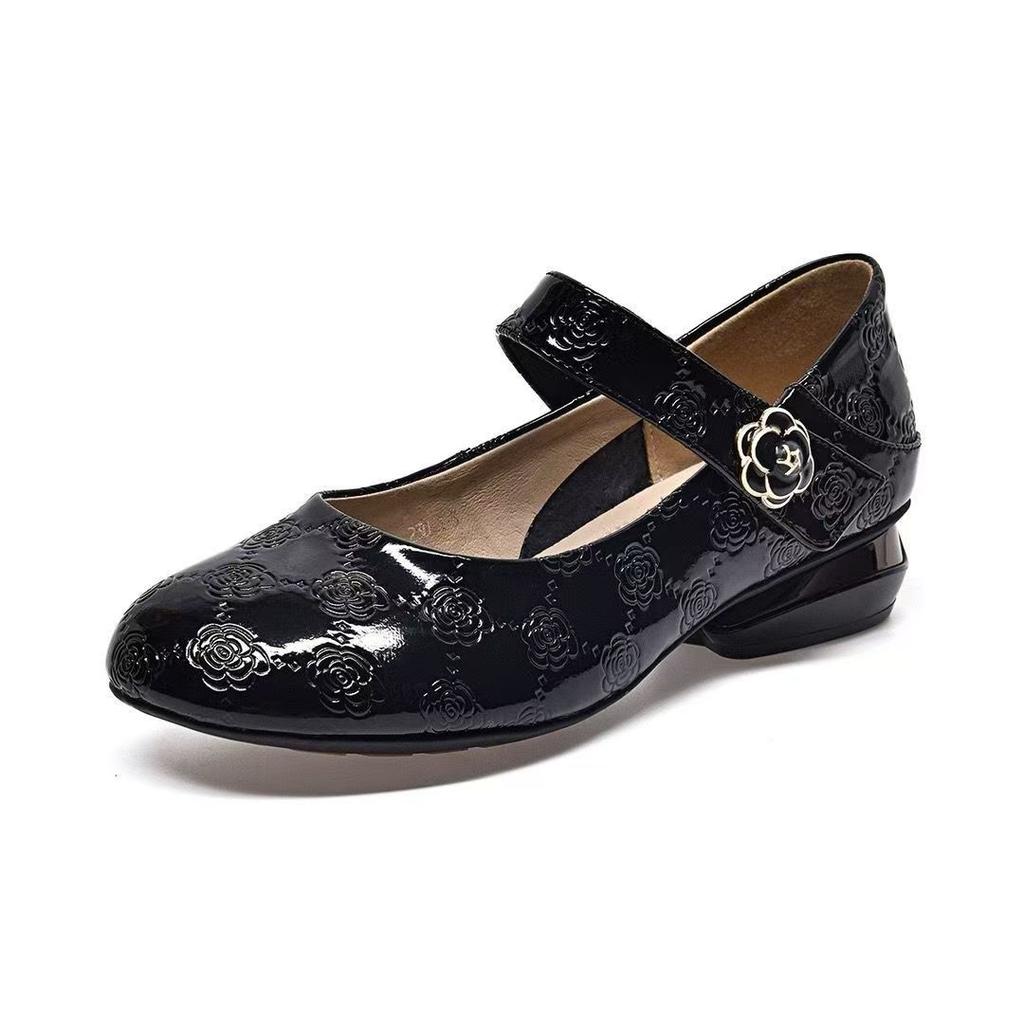 Patent leather soft leather shoes spring and summer shallow mouth round head women's soft leather soft sole women's shoes flat Doudou shoes