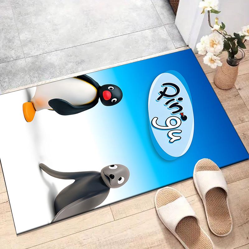 1pc Pingu Design Printed Area Rug Carpet for Bedroom Living Room Home Decor Rugs Mat Non Slip Mat Rug for Bedside