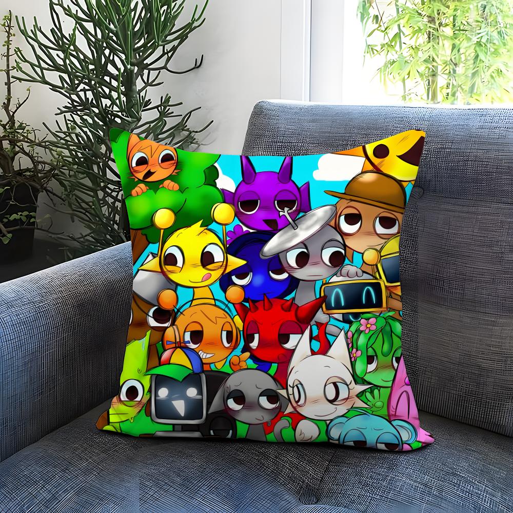 Popular Game Character Sprunki Cushion Cover Comfortable Reversible Pillow Cover Ideal for Car Sofa Bedroom Beyond