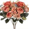 2 Paquetes de 12 Cabezas de Rosas Peonías Artificiales, Ramo Floral de Tela Vintage, Rosas Falsas de Plástico para Decoración del Hogar y Bodas, Ramo de Novia, Día de San Valentín