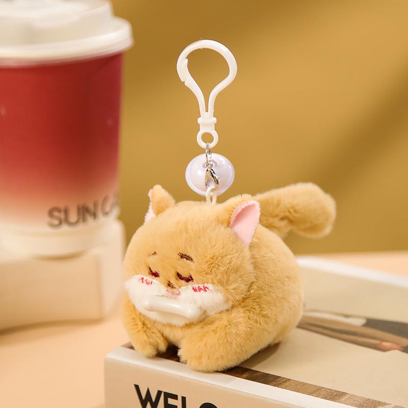 Capybara Blowing Bubbles: Plush Toy Keychain with Wagging Tail