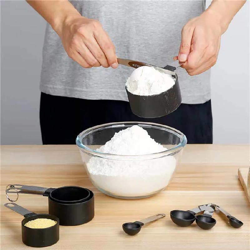 8PCS plastic measuring cup Spoon Set Stainless Steel handle Kitchen Baking Tools Accessories Weighing gadgets