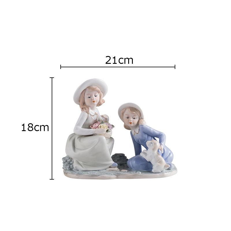European Girl Character Ceramic Statue Desk Decoration Cute Girl Porcelain Crafts Painted Figures Sculpture Modern Home Decor
