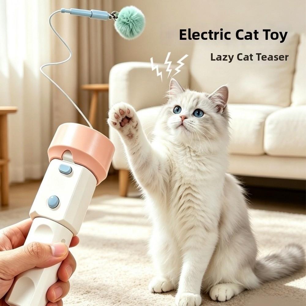 Creative Interactive Cat Wand USB Retractable Cat Teaser Launcher Toy Teasing Stick Cat Exercise