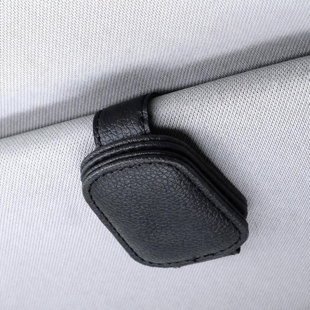 Durable Car Sun Visor Glasses Holder Clip PU Leather Sunglass Mount Organizer Interior Trim For Eyewear Cards Tickets
