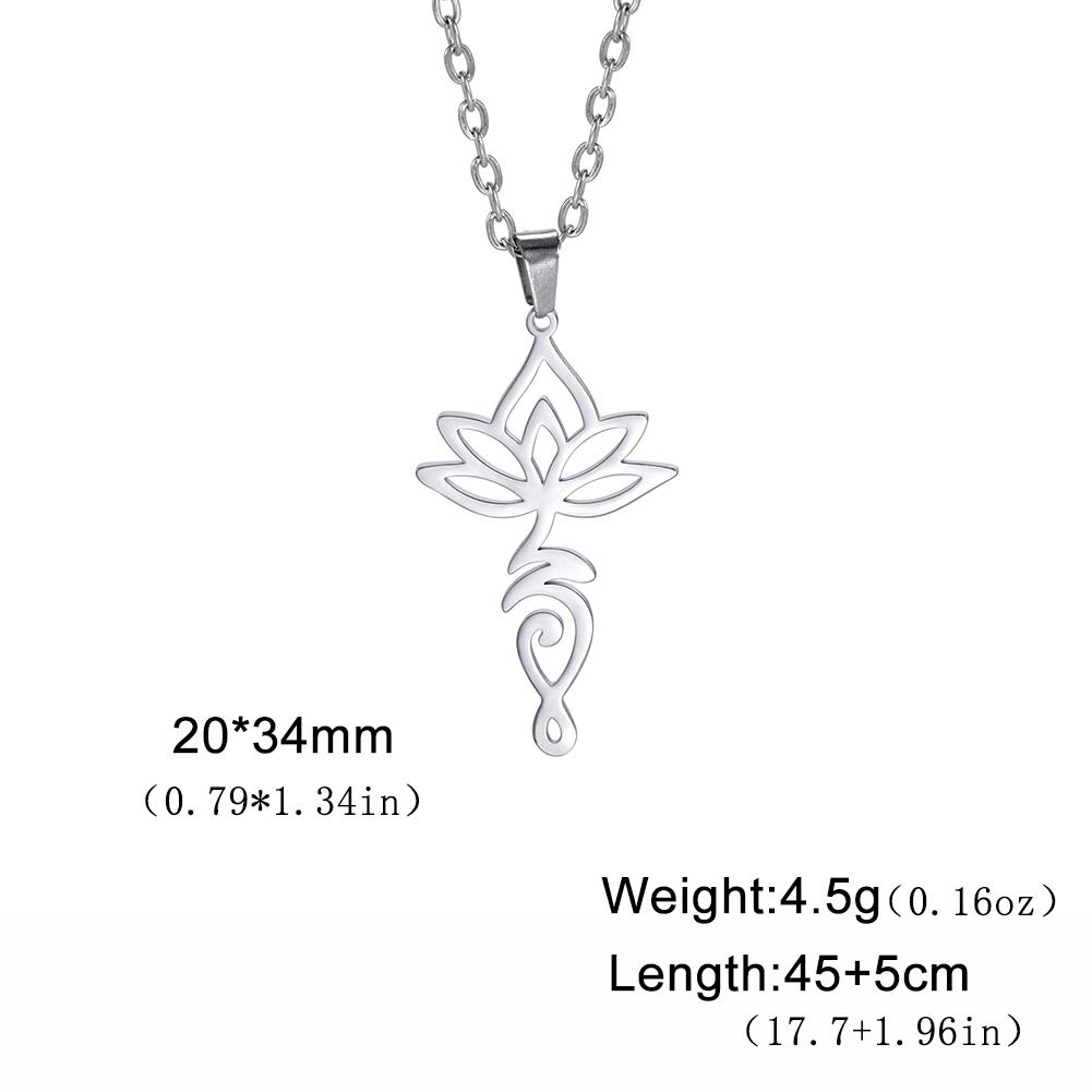 Skyrim Lotus Flower Yoga Om Unalome Pendant Necklace Stainless Steel Neck Chain for Women Buddhism Mandala Amulet Jewelry Gift 45-50 cm