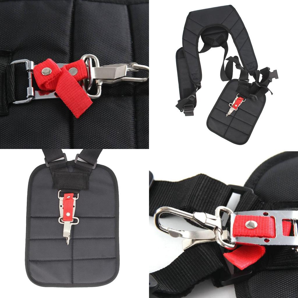 Premium Black Double Shoulder Harness For Brush Cutters And Grass Trimmers Forestry And Agriculture Use