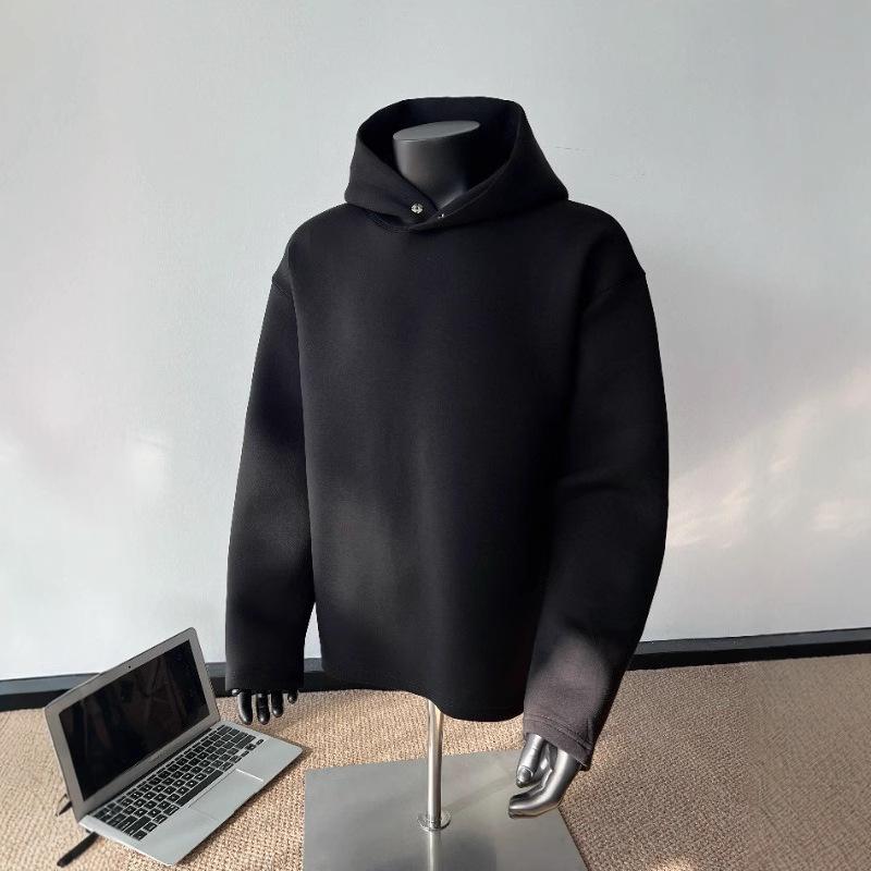 

Мужская толстовка с капюшоном серого цвета, свободного кроя, тренд осени, однотонная куртка-топ XL чёрный