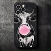 White Black Dairy Cattle Symbol Soft Phone Case for iPhone 16 16E 17 Air 15 Pro Max 14 Plus 13 Mini 11 12 7 Black Cover Back She