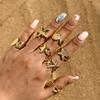 Stainless Steel Shell Rings For Women Vintage Gold Color Starfish Conch Adjustable Finger Ring Summer Ocean Beach Party Jewelry