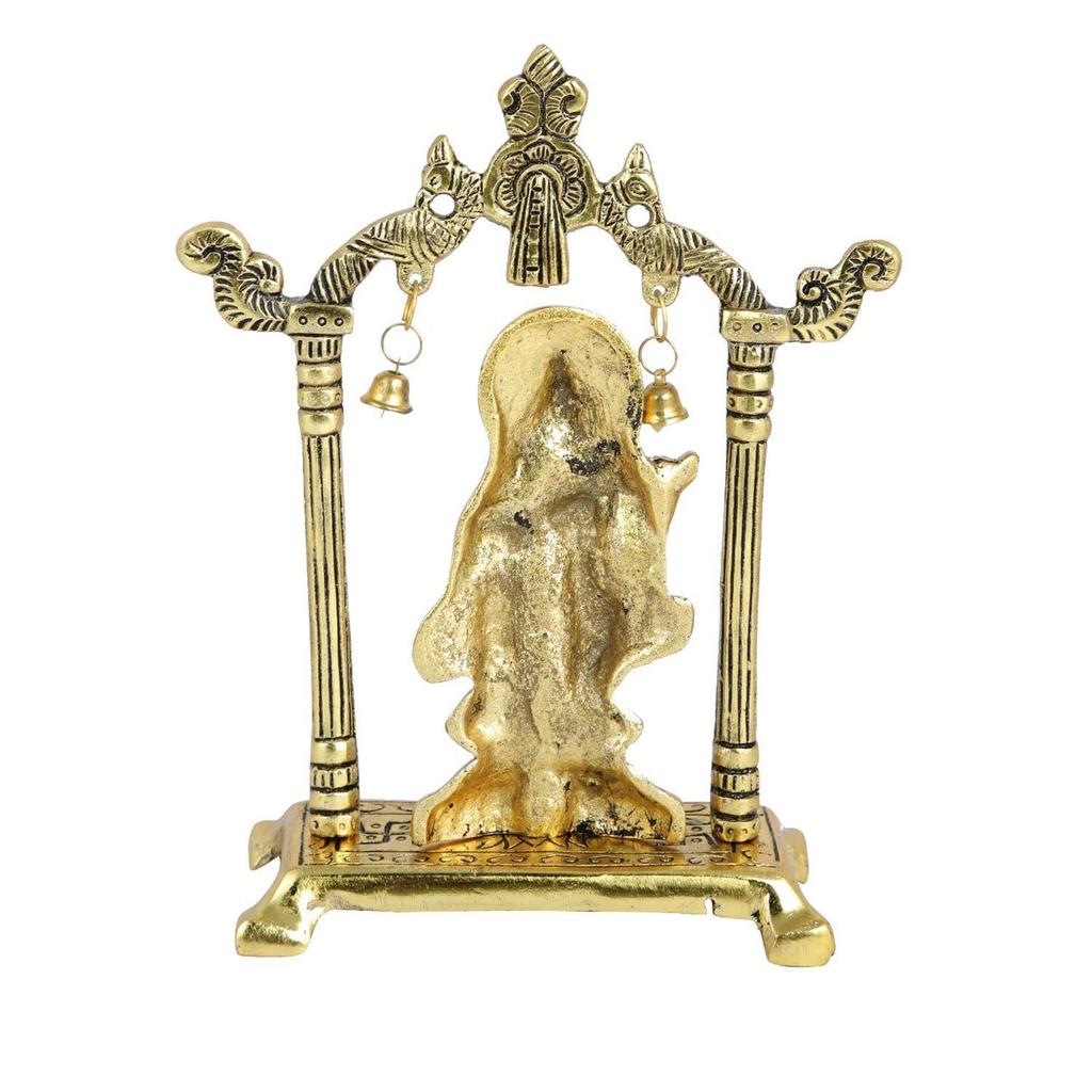 Metal Gold Plated Radha Krishna Idol Sculpture Statue Figurine Decorative Showpiece for Janmashtami Home Decoration Temple and Gift